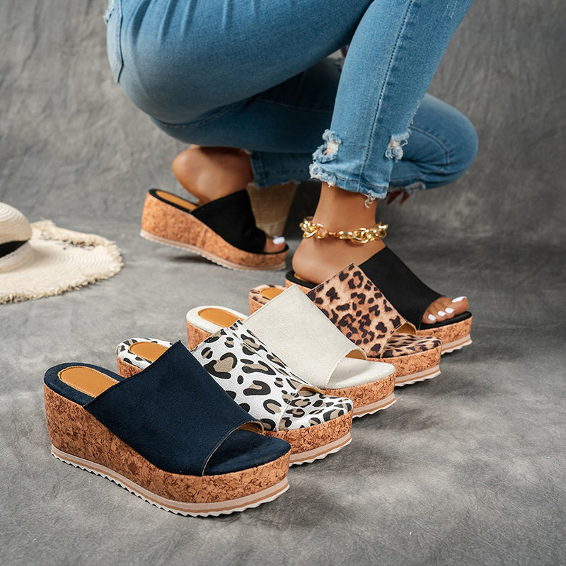 Amanda - Women’s Cork Platform Slide Wedge Sandals