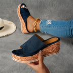 Amanda - Women’s Cork Platform Slide Wedge Sandals