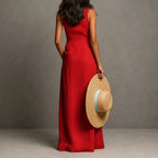 Amanda - Women's Sleeveless Button-Front Maxi Dress