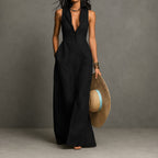 Amanda - Women's Sleeveless Button-Front Maxi Dress