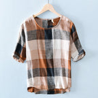 Andrea - Men’s Linen Blend Retro Plaid Shirt