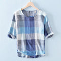 Andrea - Men’s Linen Blend Retro Plaid Shirt