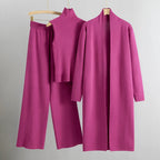 Andrea - Women's Knit Cardigan, Top & Pants Set