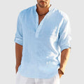 Andrew - Men's Linen Banded Collar Long Sleeve Shirt