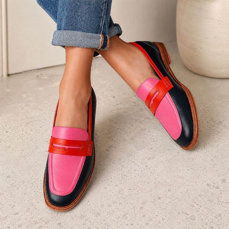 Annie - Women's Color-block Vintage Penny Loafers