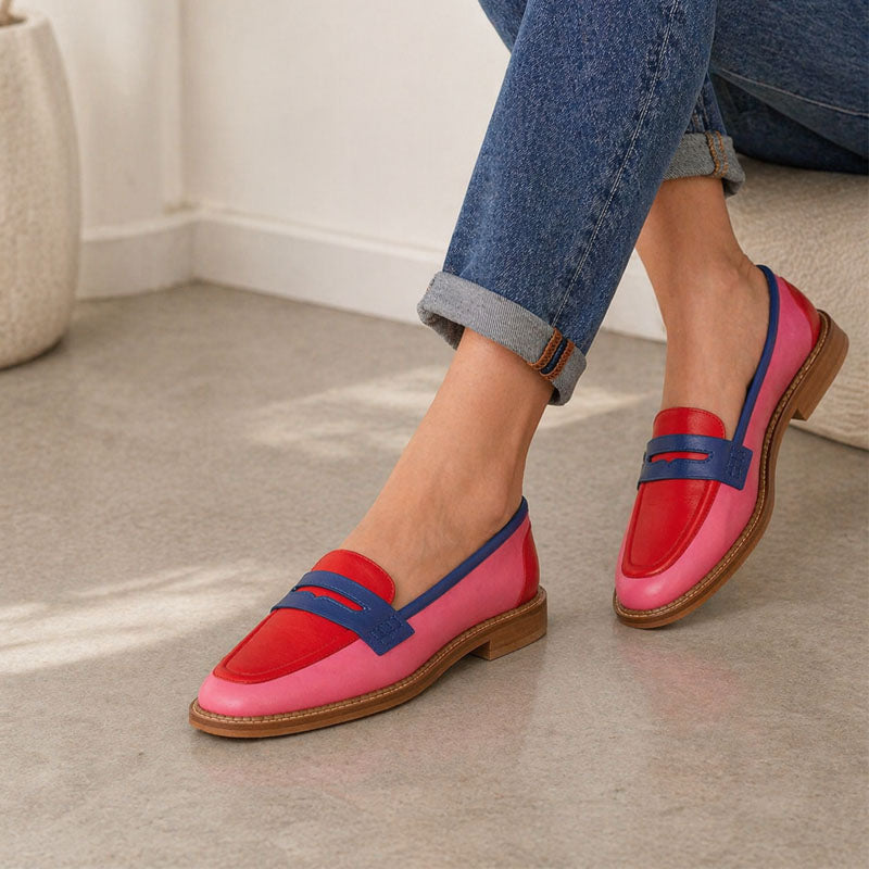 Annie - Women's Color-block Vintage Penny Loafers