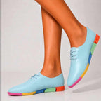 Arabella - Women's Leather Pointed-Toe Rainbow Sneakers