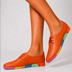 Arabella - Women's Leather Pointed-Toe Rainbow Sneakers