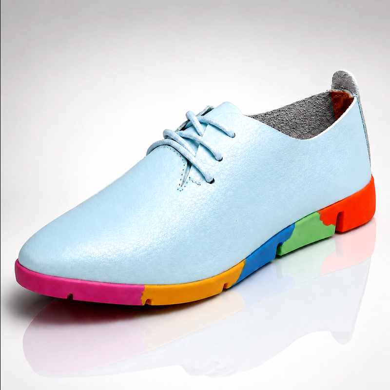 Arabella - Women's Leather Pointed-Toe Rainbow Sneakers