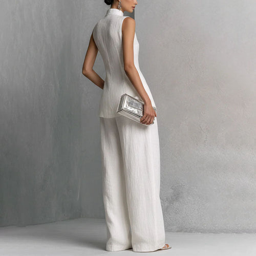 Aria - Women's Sleeveless High-Neck Draped Jumpsuit