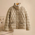 Aria - Women's Square-Quilted Double-Breasted Down Jacket