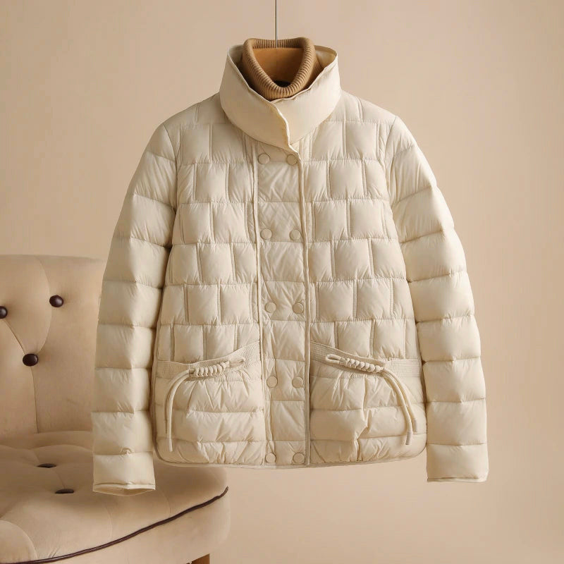 Aria - Women's Square-Quilted Double-Breasted Down Jacket