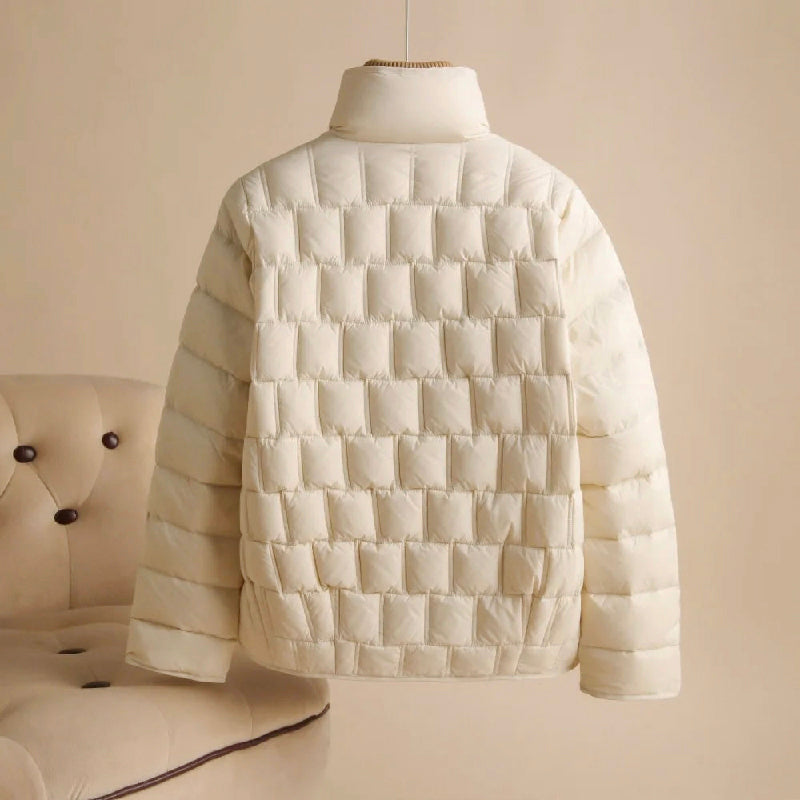 Aria - Women's Square-Quilted Double-Breasted Down Jacket