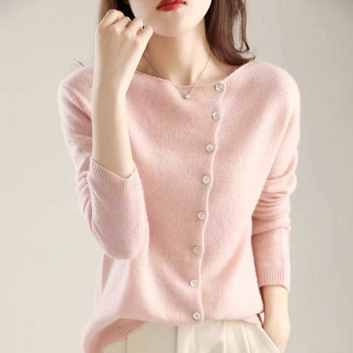 Ariana - Women's Asymmetrical Button Knit Sweater