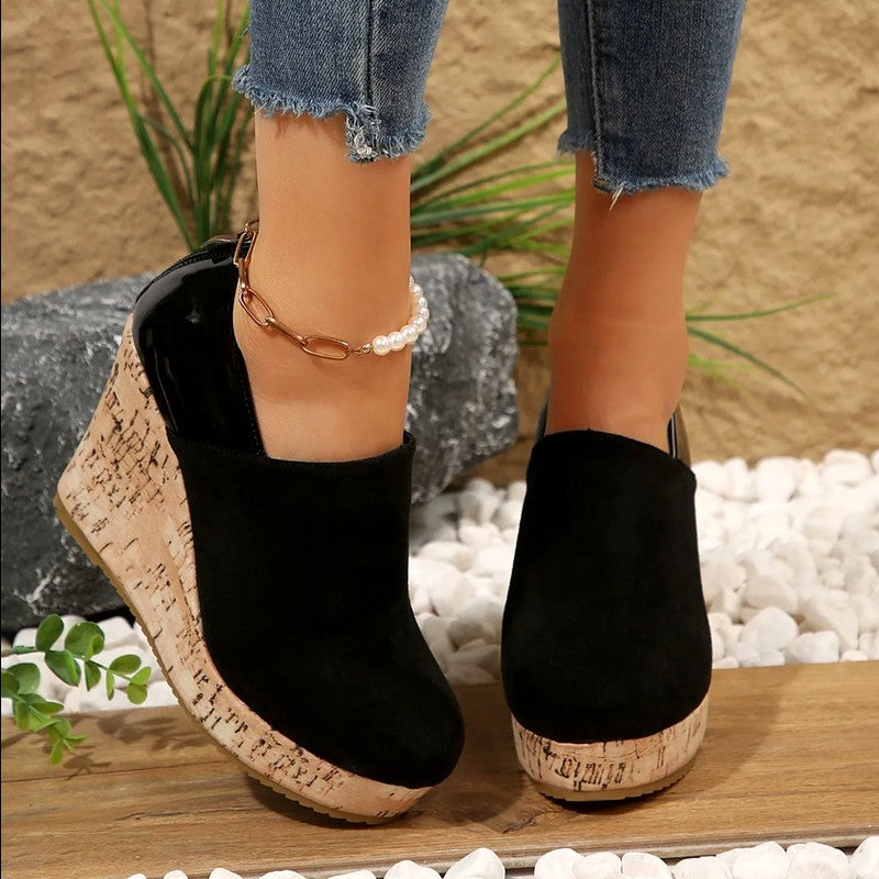 Arianwen - Women’s Cork Wedge Slip-On Mules