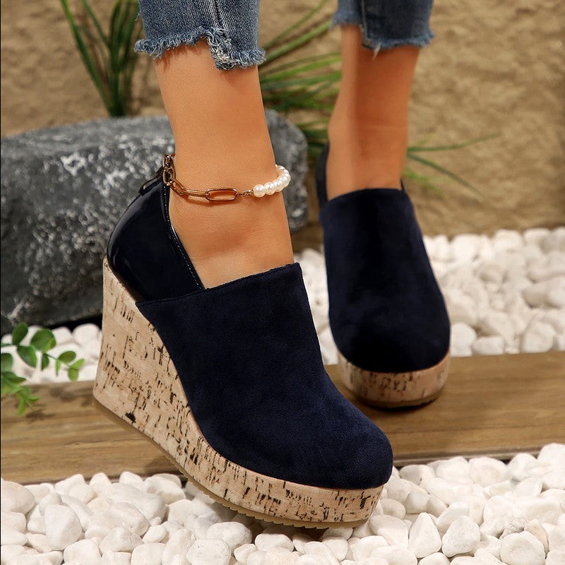 Arianwen - Women’s Cork Wedge Slip-On Mules