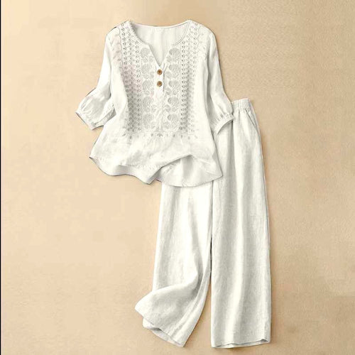 Ariel - Women’s Embroidered Relaxed Two-Piece Set