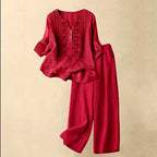 Ariel - Women’s Embroidered Relaxed Two-Piece Set