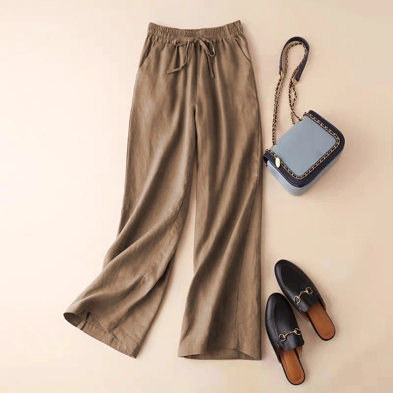 Ariella - Women's Linen Flowy Wide-Leg Pants