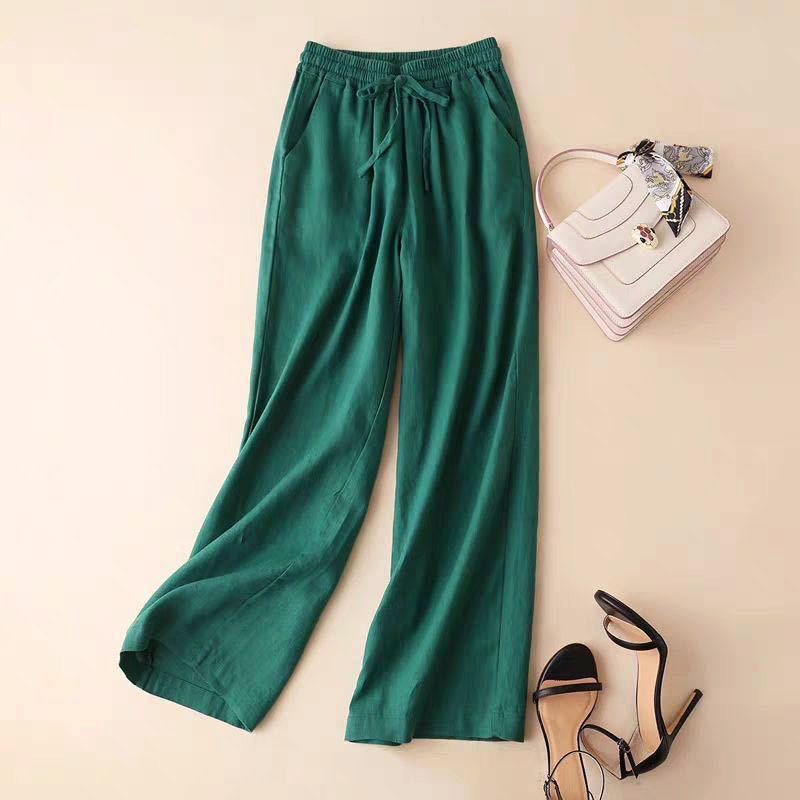 Ariella - Women's Linen Flowy Wide-Leg Pants
