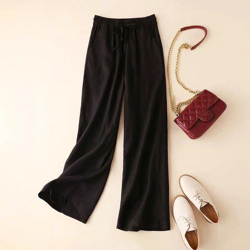 Ariella - Women's Linen Flowy Wide-Leg Pants