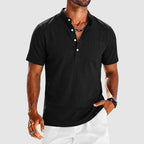Arthur - Men's Short-Sleeve Band Collar Button Henley