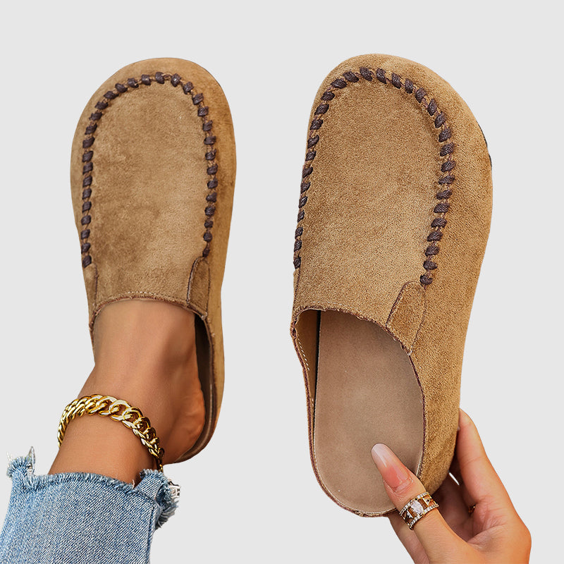 Arya - Women's Round-Toe Suede Slip-On Mule Loafers