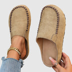 Arya - Women's Round-Toe Suede Slip-On Mule Loafers