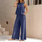 Ashley - Women's Sleeveless Wide-Leg Two-Piece Set