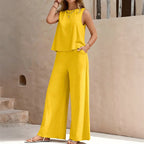 Ashley - Women's Sleeveless Wide-Leg Two-Piece Set