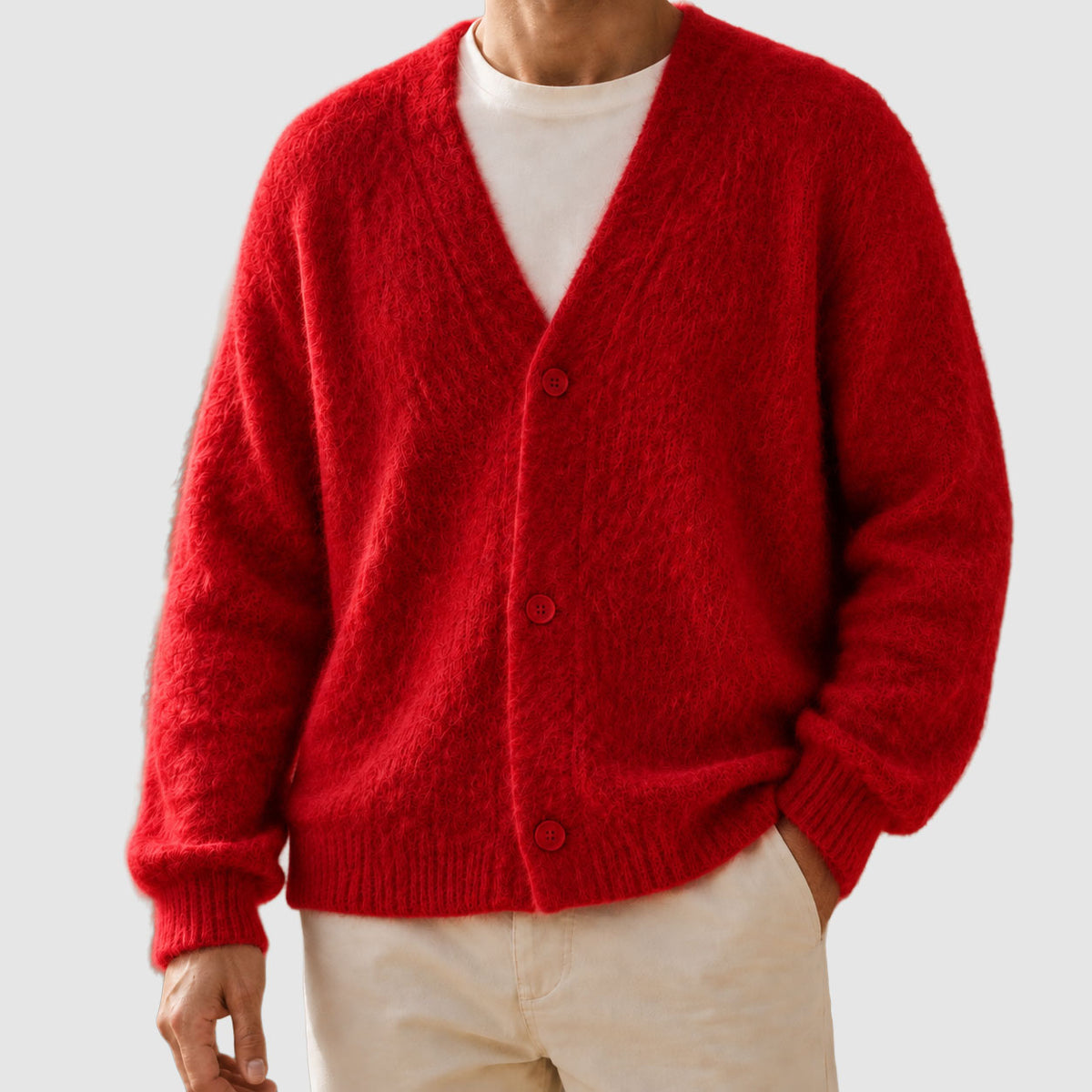 Ashton - Men's Brushed-Knit V-Neck Cardigan