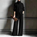 Audra - Women's Ribbed Turtleneck Cardigan & Pants Set