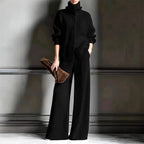 Audra - Women's Ribbed Turtleneck Cardigan & Pants Set