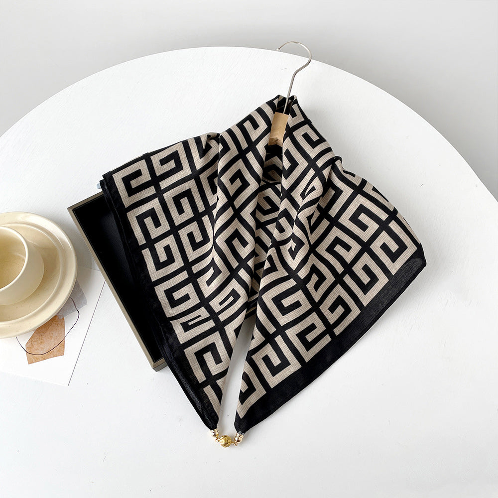 Aurelle - Women's Mixed Pattern Square Neck Scarf