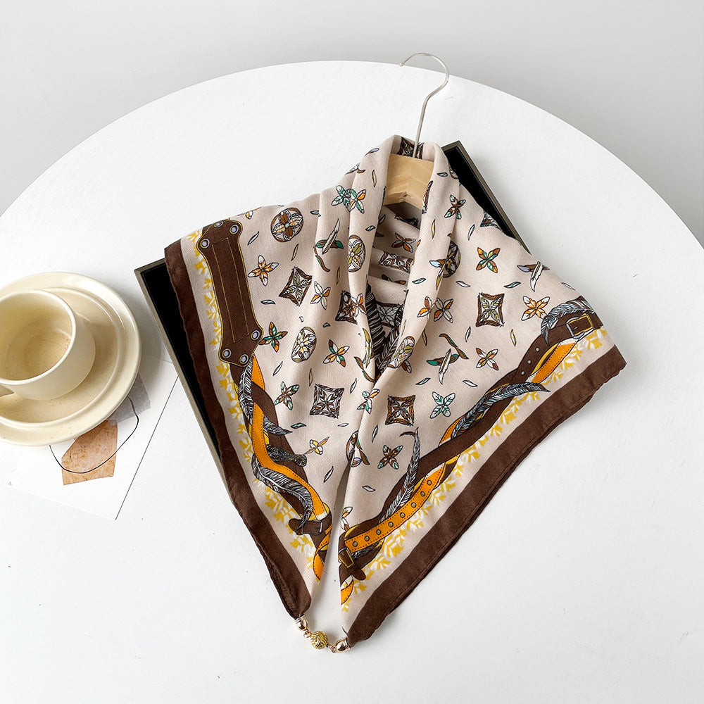 Aurelle - Women's Mixed Pattern Square Neck Scarf