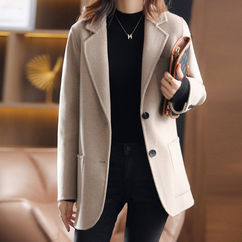 Ava - Women's Two-Button Structured Woolen Blazer Coat
