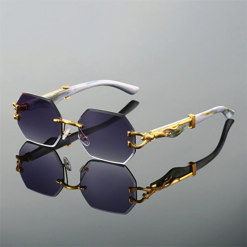 Avior - Rimless Octagonal Geometric Sunglasses