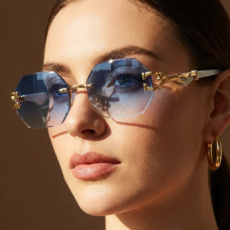 Avior - Rimless Octagonal Geometric Sunglasses
