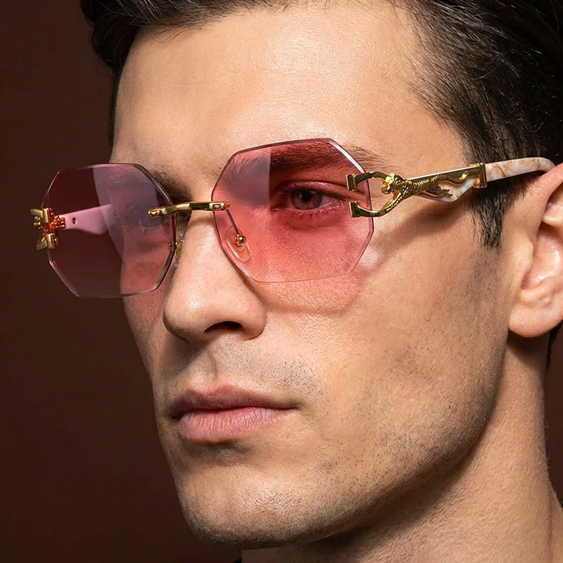 Avior - Rimless Octagonal Geometric Sunglasses