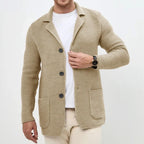 Axton - Men's Textured Knit Button-Front Blazer Cardigan