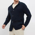 Axton - Men's Textured Knit Button-Front Blazer Cardigan