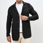 Axton - Men's Textured Knit Button-Front Blazer Cardigan