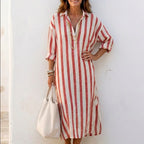 Bea - Women's Banded Long Sleeve Shirt Dress