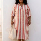 Bea - Women's Banded Long Sleeve Shirt Dress