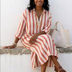Bea - Women's Banded Long Sleeve Shirt Dress