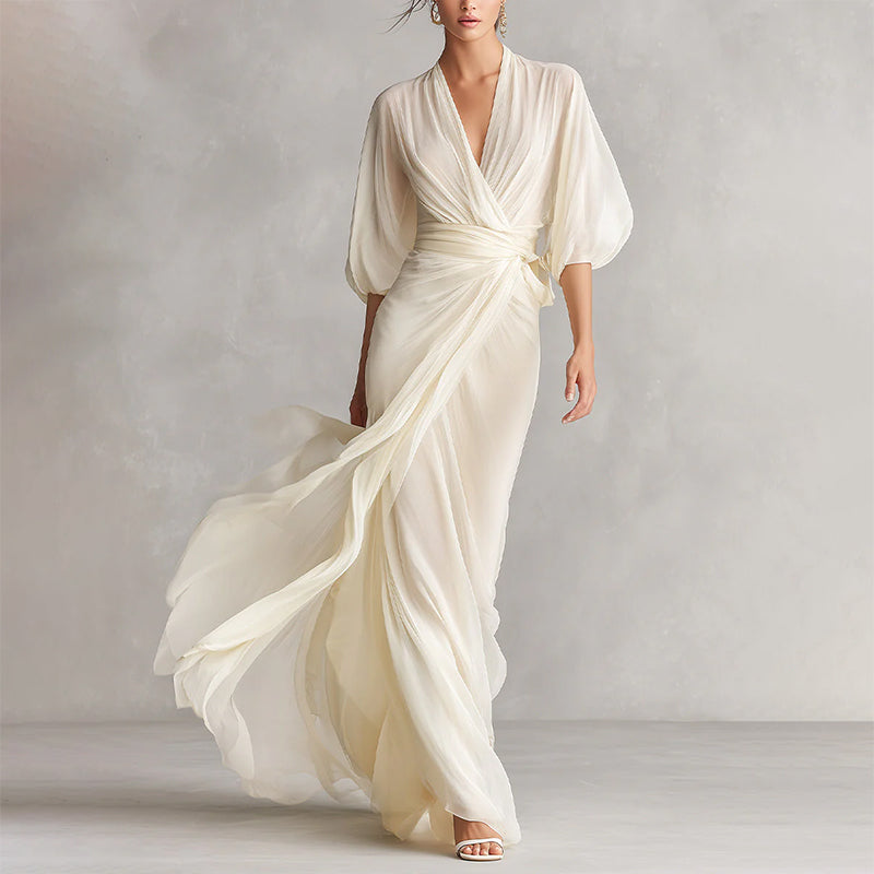 Beatrice - Women’s Sheer Chiffon Wrap Maxi Dress