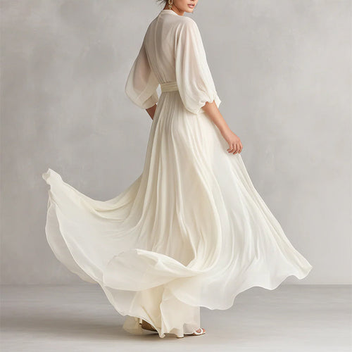 Beatrice - Women’s Sheer Chiffon Wrap Maxi Dress