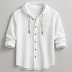 Benjamin - Men's Hooded Long Sleeve Button-Up Shirt
