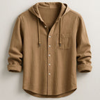 Benjamin - Men's Hooded Long Sleeve Button-Up Shirt