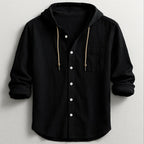 Benjamin - Men's Hooded Long Sleeve Button-Up Shirt